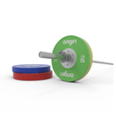 Set of weight plates with 'origin' branding on a white background