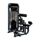 Gym machine with black frame and control handles on a white background