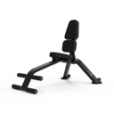 Black weight bench on a white background