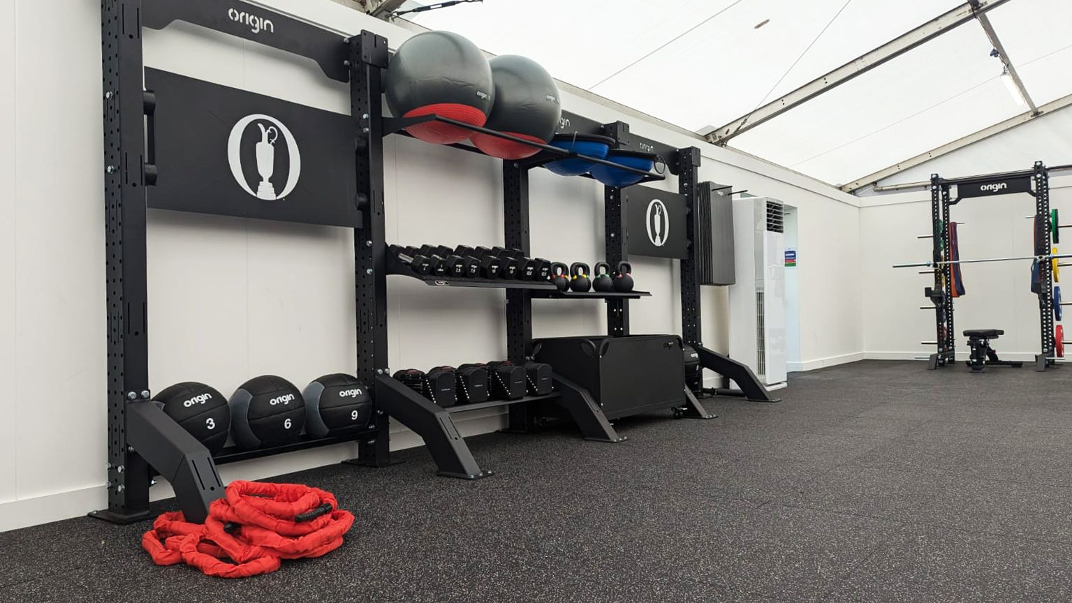 gym flooring with dumbbells